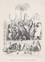 Denne protest blev kvalt af støjen fra private samtaler fra Scener fra..., ca. 1837-47.
