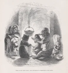 Vi bor indbyrdes, vi hader generne og besøgene fra Scener fra..., ca. 1837-47.