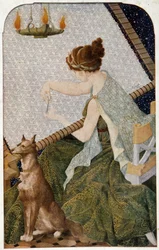 Penelope med gobelin - panel broderet af H. de Rudder