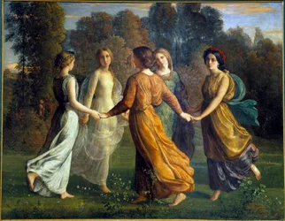 Sjælens digt; Solstråler. Maleri af Anne François Louis Janmot (1814-1892)