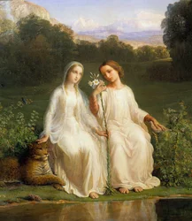 Sjælens digt; Jomfruer. Maleri af Anne Francois Louis Janmot (1814-1892)