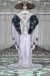 Repræsentation af Lady of the Lake (Nimue, Viviane) Illustration af Louis Rhead (1858-1926) til "Kong Arthur og hans riddere""