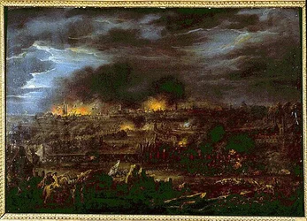Bombardement af Lille - af Louis Joseph Watteau dit Watteau de Lille (1731-1798)