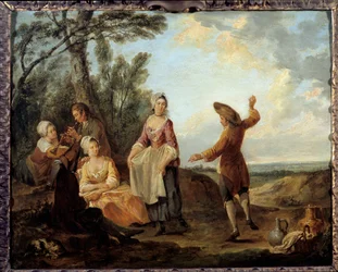 Rustik dans. Maleri af Louis Joseph Watteau sagde Watteau af Lille (1731-1798)