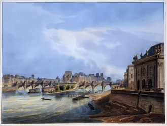 Udsigt over Pont Neuf - i ""Paris i 1837" af Arnout