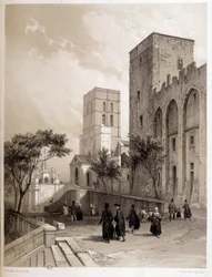 Pavepaladset i Avignon, og Avignon-vandrerne i det 19. århundrede.