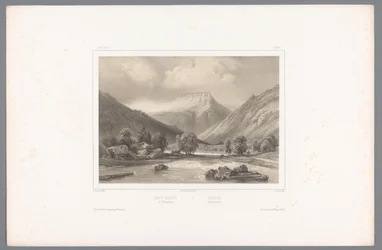 Udsigt over Gaustatoppen i Telemark Mont-Gousta à Tellemarken / Gousta. Tellemarken (titel på objekt) Faces in Scandinavia (serietitel) Vues du Nord. Norvege (serietitel)