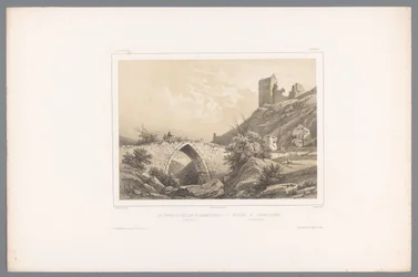 Udsigt over ruinerne af Hammershus Slot Les ruines du Château de Hammershuus / Ruiner af Hammershuus (titel på objekt) Faces in Scandinavia (serietitel) Vues du Nord. Danemarck (serietitel)