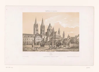 Zicht op de Abbaye aux Hommes met de Saint-Étienne Church te Caen Caen. Den store Etienne eller Menneskenes Abbey (titel på objektet) Hedendaags Frankrijk (serietitel) Frankrig i dag (serietitel på objekt)