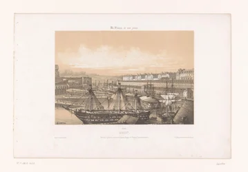 Udsigt over Arsenal ved havnen i Brest brest. Vue des Corderies hautes et basses, Bagne og Hôpital Clermontonnerre (titel på objektet) Contemporary France (serietitel) La France de nos jours (serietitel på objekt)