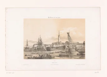 Udsigt over arsenalet i havnen i Lorient Lorient. Intérieur du Port Military (titel på objekt) Contemporary France (serietitel) La France de Nos Jours (serietitel på objekt)