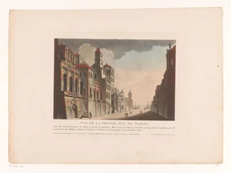 Udsigt over en gade i Napoli Vue de la Grande Rue de Naples (titel på objekt) Bybilleder i Italien, Spanien og Egypten (serietitel)