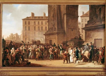 Rekrutters afgang ved Porte Saint Denis i Paris for at kæmpe i Napoleonskrigene