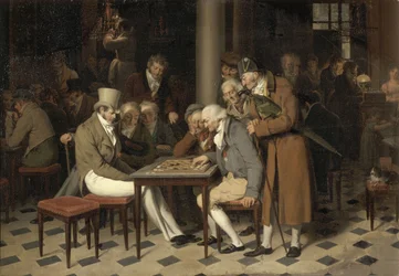 Interiør af en café La partie de dames på Lamblin café i Palais-Royal