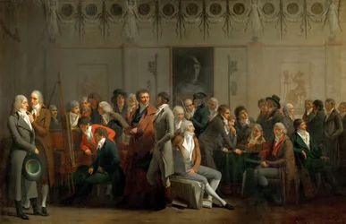 Møde for kunstnere i Atelier of Isabey