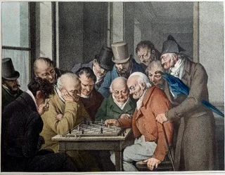 Skakspillet Litografi af Louis Leopold Boilly (1761-1845)