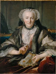 Madame Dange faisant des noeuds - Mme. Dange embroidering ...