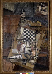 Stilleben med skak. Maleri af Louis Markus kendt som Louis Marcoussis (1878-1941)