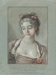 Buste af en ung kvinde, der kigger ned, 17651767.