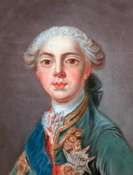 Louis Stanislas Xavier af Frankrig (fremtidig Ludvig XVIII), greve af Provence (1755-1824) - Louis-Stanislas-Xavier af Frankrig, greve af Provence (1755-1824) - Indgraveret af Louis Marin (Louis-Marin) Bonnet (1736 eller 1743-1793)