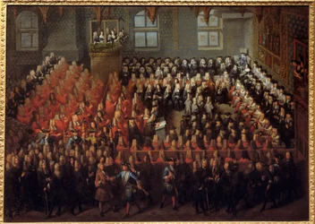 Retfærdighedens seng holdt af Ludvig XV (1710-1774) i Storkammeret i Paris