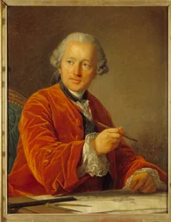 Portræt af Germain Soufflot (1713-1780) arkitekt af Pantheon-maleriet af Louis Michel van Loo (1707-1771) 1700-tallet 0,79x0,62 m