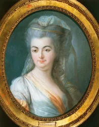 Portræt af tilsløret kvinde af Louis Michel van Loo (1707-1771), pastel på pergament