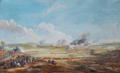 Perspektivbillede af slaget ved Lauffeld (Lawfeld) den 2. juli 1747