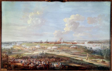 Udsigt over belejringen af Menin af Louis XV fra 28. maj til 4. juni 1744 Maling af en gouache af Louis Nicolas Van Blarenberghe (1716-1794) 1780 Søn. 0,59 x 0,94 m