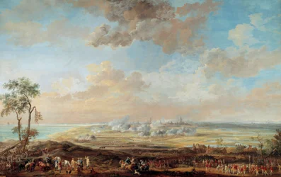 Østrigs arvefølgekrig (1741-1748): "" Belejring af Oostende af generalløjtnant jarl af Lowendal fra 13. til 23. august 1745"" Gouache af Louis Nicolas Van Blarenberghe (1716-1794) 1783 søn. 0,59x0,94 m Versailles, slottets museum