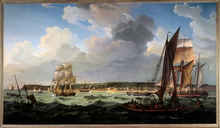 Havre fra havet. Maleri af Louis Philippe Crepin (1772-1851)