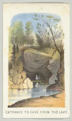 Indgang til Cave from the Lake, fra serien, Views in Central Park, New York, del 2, 1864.