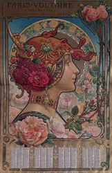 Kalender for 1901 for Paris-Voltaire-butikken, Paris, ca. 1900