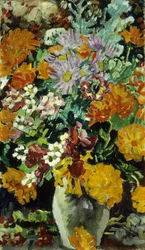 Vase med blomster; Vase de Fleurs, ca. 1930 (olie på lærred)