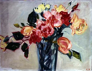 Vase med roser (olie på lærred)