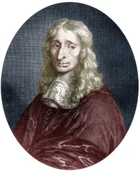 Francois Mansart (1598-1666) arkitekt af den franske kong Louis XIII, gravering, farvelagt dokument