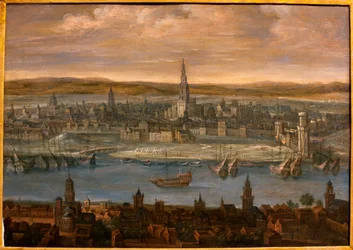 Udsigt over Sevilla - Maleri tilskrevet Louis de Caulery (1580-1621), olie på lærred, begyndelsen af det 17. århundrede - Museum of Fine Arts i Sevilla, Spanien