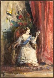 Dronning Victoria ved hoffet, 1838 (wc med gummi arabicum)
