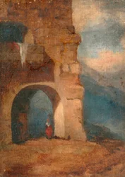 Italiensk bonde i stenbuegang, 1880-1900.