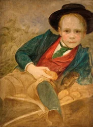 Studie for en dreng, der sidder på en trillebør, 1890.