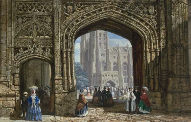 Canterbury Cathedral (akvarel med kropsfarve på papir)