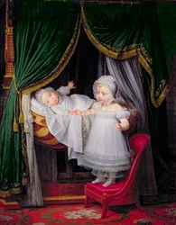 Henri-Charles-Ferdinand af Artois (1820-83) hertug af Bordeaux og hans søster Louise-Marie-Therese af Artois (1819-64) på Tuilerierne