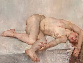 Liggende kvindelig nøgenfigur