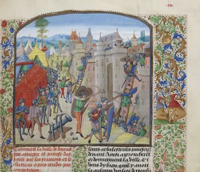 Franskmændenes belejring af château de Duras i 1377, ca 1470-1475.