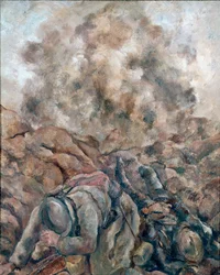 Første verdenskrig: "" Au Front "" Maleri af Luc Albert Moreau (1881-1948) 1914 Paris, Nationalmuseet for moderne kunst, Centre Georges Pompidou