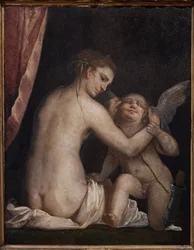 Fontanellato, Labirinto della Masone, Franco Maria Ricci kunstsamling: "Venus binder for øjnene Amor"
