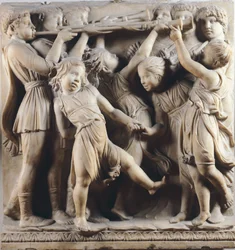Børn og keruber danser, synger og leger, detaljer fra Cantoria (korgalleri)