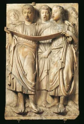 Børn synger, detaljer fra Cantoria (korgalleri) af Luca Della Robbia (ca 1400-1481), marmor, relief til katedralen Santa Maria del Fiore, Firenze