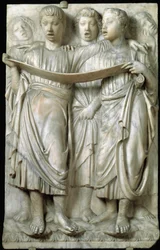 La cantoria eller børn der synger i kor - Marmorrelief, af Luca della Robbia (ca.1400-1482), Quattrocento