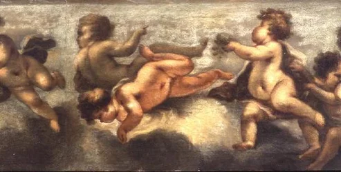 Putti disporting (papir på lærred) (central detalje) (se også 67091-94)